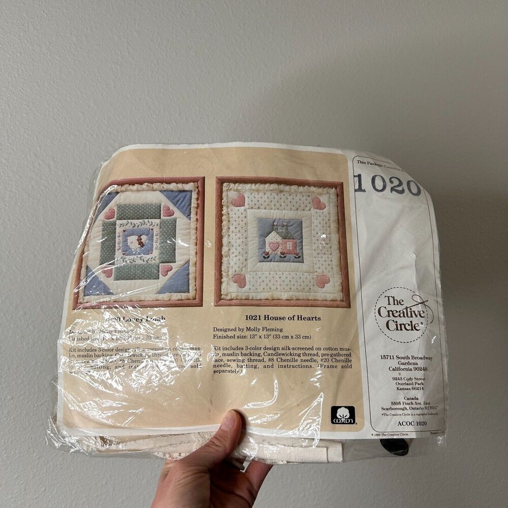 The Creative Circle #1020 Lovey Lamb Candlewicking Needlepoint Kit 13" x 13" NEW